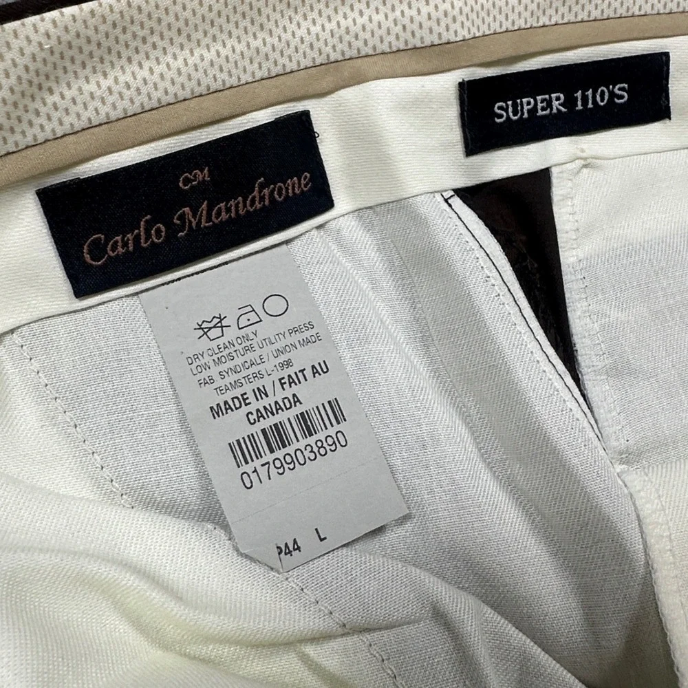 Carlo‎ Mandrone Dress Pants Mens 44L Brown Super 110s Wool Pleated